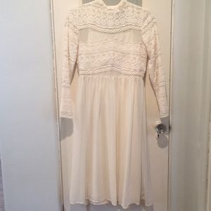 High Neck White Dress